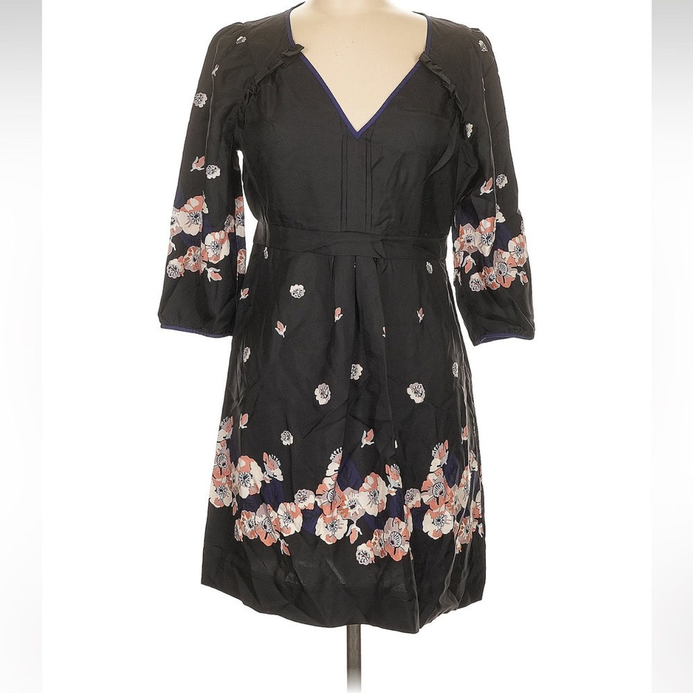 Juicy Couture Black Floral Mini Dress with Pink & White Accents